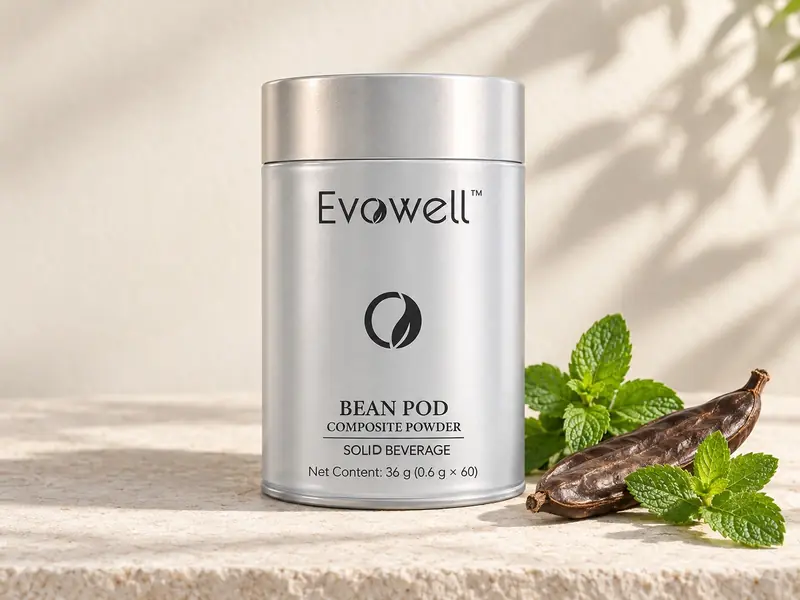 Carob Pod Composite Powder bottle.