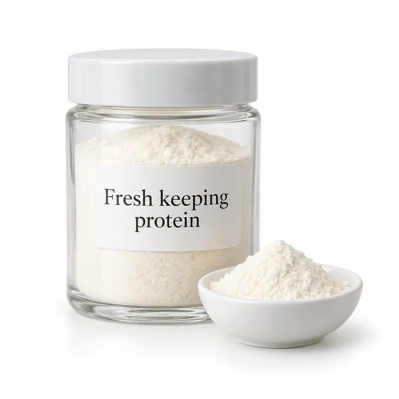 Fresh-keeping protein in a glass jar and a dish.