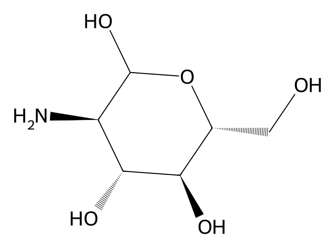 Chemical structure of Glucosamine.