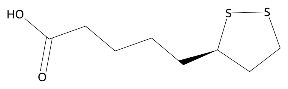 Chemical structure of (R)-α-Lipoic acid.