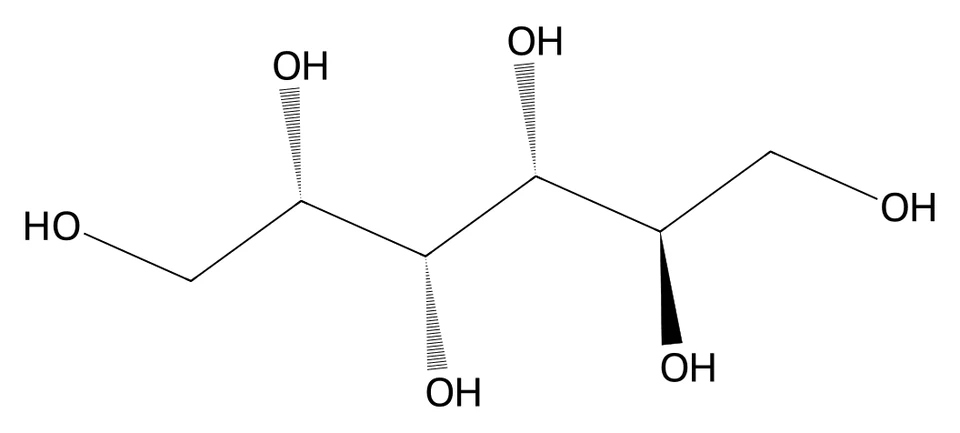 Chemical structure of Sorbitol.