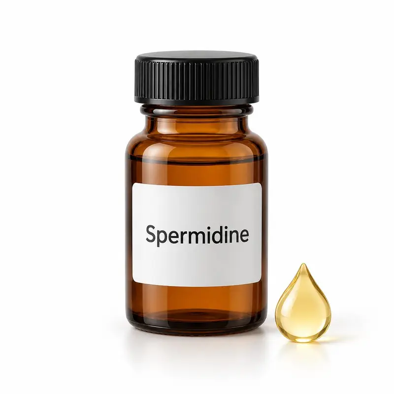 Spermidine in a glass jar and a dish.