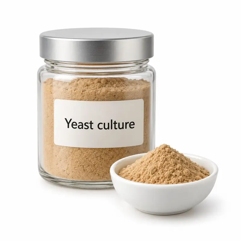 Yeast culture in a glass jar and a dish.